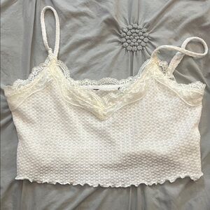 Lace Trim White Crop Top